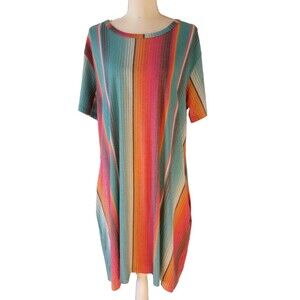 Crazy Train T Shirt Dress 3XL Southwest Stripe Colorful Casual Short Sleeve